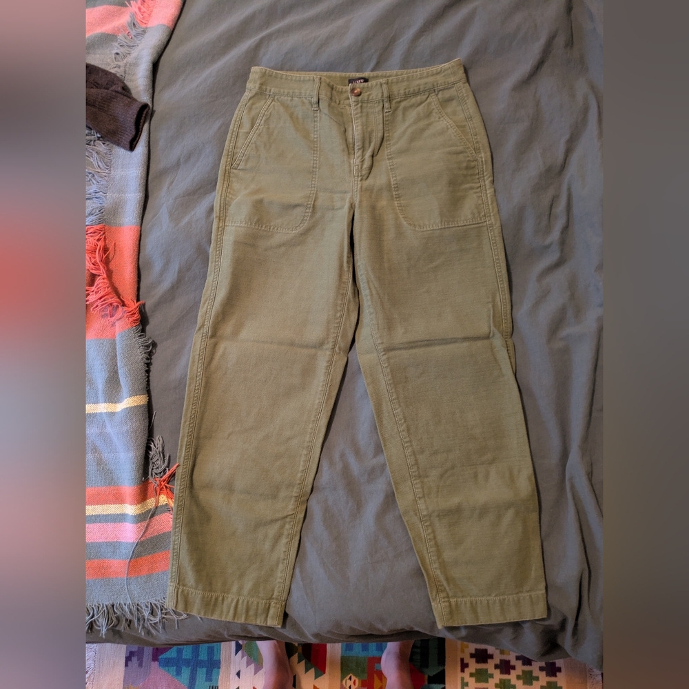 J. Crew Women's Olive Cropped Pants